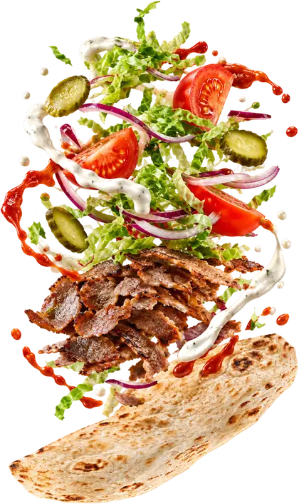 Döner im Fladenbrot mit Salat und Soße
