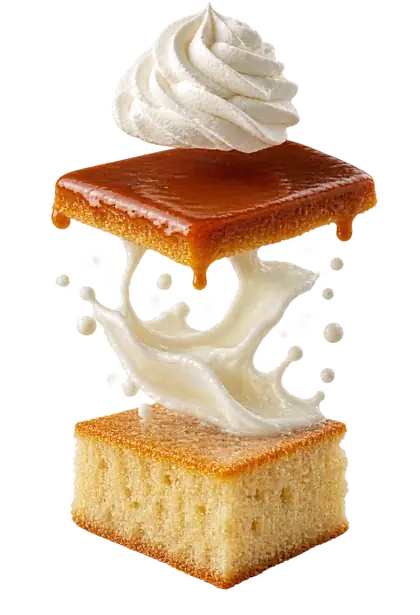 Trileçe mit Karamellguss und Sahne